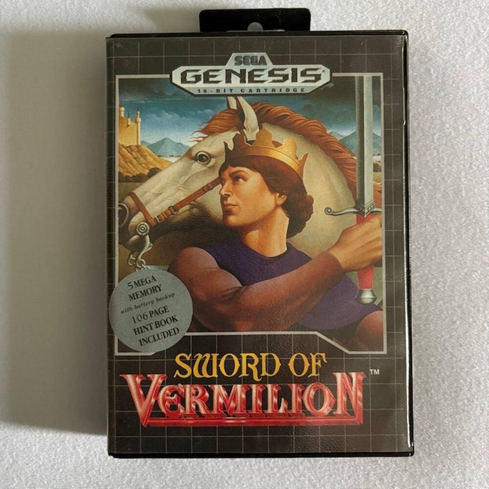 Sword of Vermilion (Sega Genesis 1990) Clamshell Manual Tested Battery Works